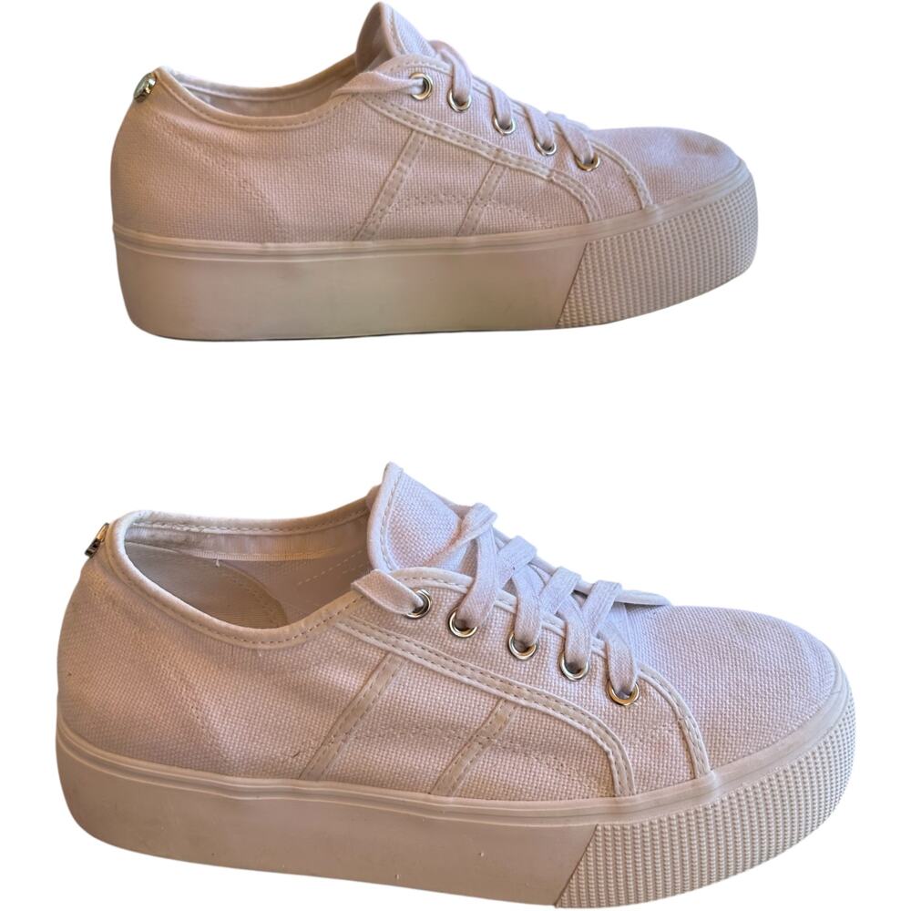 Steve Madden White Platform Sneaker Sz 8 Lace Up … - image 2